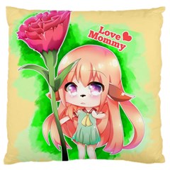 Happy Mother s Day Furry Girl Large Flano Cushion Case (one Side) by Catifornia