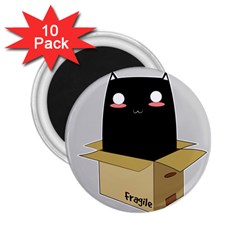 Black Cat In A Box 2 25  Magnets (10 Pack)  by Catifornia