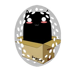 Black Cat In A Box Oval Filigree Ornament (two Sides) by Catifornia