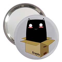 Black Cat In A Box 3  Handbag Mirrors by Catifornia