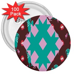 Animals Rooster Hens Chicks Chickens Plaid Star Flower Floral Sunflower 3  Buttons (100 Pack) 