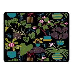 Wreaths Flower Floral Leaf Rose Sunflower Green Yellow Black Double Sided Fleece Blanket (small) 