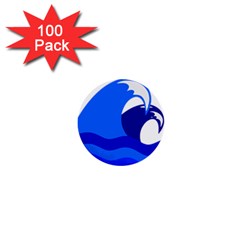 Blue Beach Sea Wave Waves Chevron Water 1  Mini Buttons (100 Pack) 