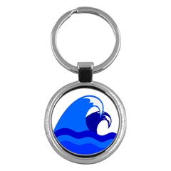 Blue Beach Sea Wave Waves Chevron Water Key Chains (round)  by Mariart