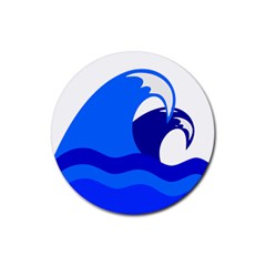 Blue Beach Sea Wave Waves Chevron Water Rubber Round Coaster (4 Pack) 