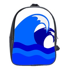 Blue Beach Sea Wave Waves Chevron Water School Bags(large) 