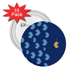 Blue Fish Sea Beach Swim Yellow Predator Water 2 25  Buttons (10 Pack) 