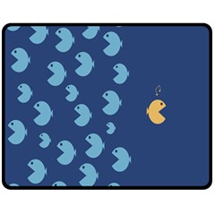Blue Fish Sea Beach Swim Yellow Predator Water Fleece Blanket (medium) 