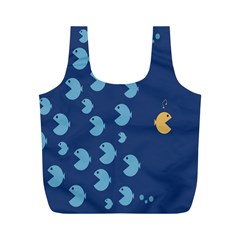 Blue Fish Sea Beach Swim Yellow Predator Water Full Print Recycle Bags (m) 