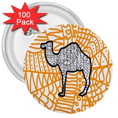 Animals Camel Animals Deserts Yellow 3  Buttons (100 Pack) 