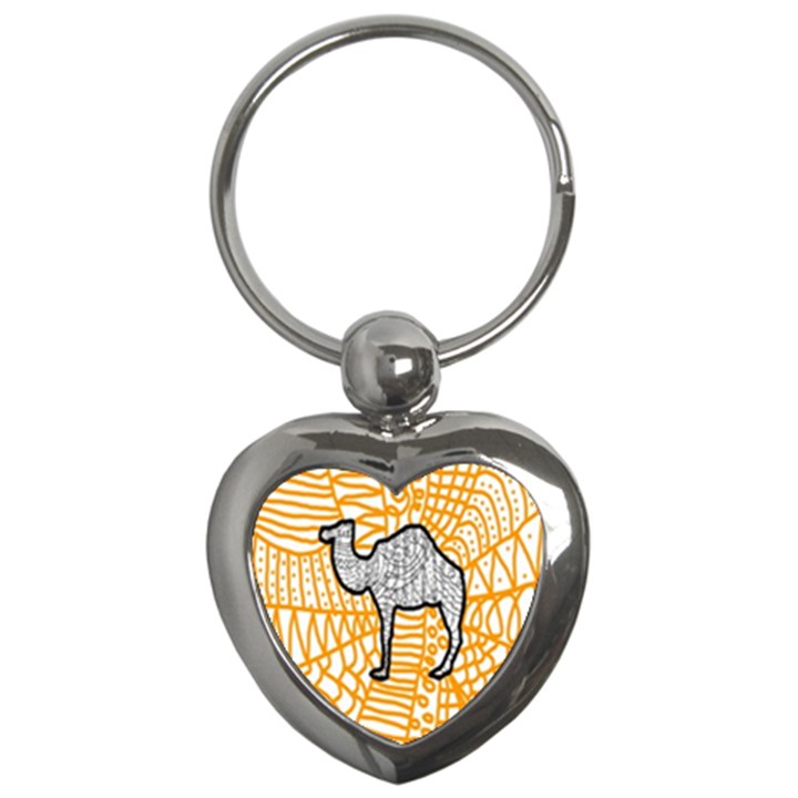 Animals Camel Animals Deserts Yellow Key Chains (Heart) 