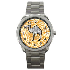 Animals Camel Animals Deserts Yellow Sport Metal Watch by Mariart