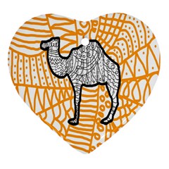 Animals Camel Animals Deserts Yellow Heart Ornament (two Sides) by Mariart