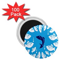 Blue Fish Tuna Sea Beach Swim White Predator Water 1 75  Magnets (100 Pack) 