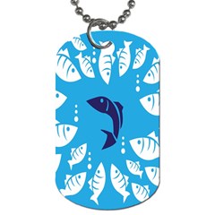 Blue Fish Tuna Sea Beach Swim White Predator Water Dog Tag (two Sides)