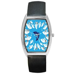 Blue Fish Tuna Sea Beach Swim White Predator Water Barrel Style Metal Watch