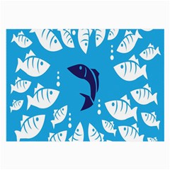 Blue Fish Tuna Sea Beach Swim White Predator Water Large Glasses Cloth (2-side) by Mariart