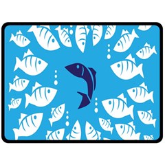 Blue Fish Tuna Sea Beach Swim White Predator Water Double Sided Fleece Blanket (large) 