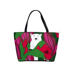 Animals White Bear Flower Floral Red Green Shoulder Handbags
