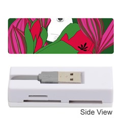 Animals White Bear Flower Floral Red Green Memory Card Reader (stick)  by Mariart