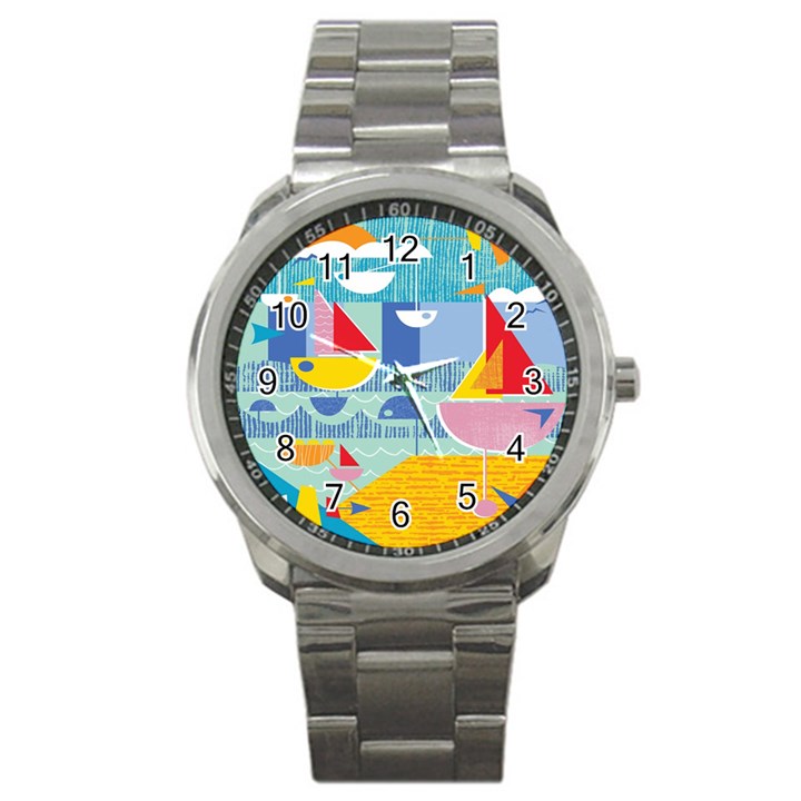 Boats Ship Sea Beach Sport Metal Watch