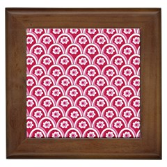 Botanical Gardens Sunflower Red White Circle Framed Tiles