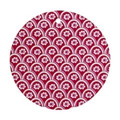 Botanical Gardens Sunflower Red White Circle Ornament (Round)