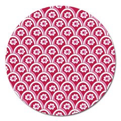 Botanical Gardens Sunflower Red White Circle Magnet 5  (Round)