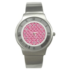 Botanical Gardens Sunflower Red White Circle Stainless Steel Watch