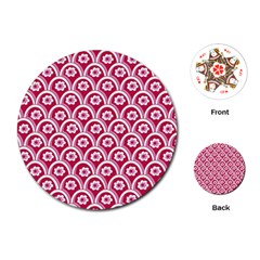 Botanical Gardens Sunflower Red White Circle Playing Cards (Round) 