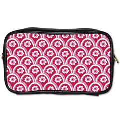 Botanical Gardens Sunflower Red White Circle Toiletries Bags