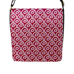 Botanical Gardens Sunflower Red White Circle Flap Messenger Bag (L) 