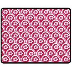 Botanical Gardens Sunflower Red White Circle Double Sided Fleece Blanket (Medium) 