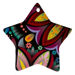 Flower Floral Sunflower Rose Color Rainbow Circle Polka Star Ornament (two Sides) by Mariart