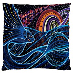 Fish Out Of Water Monster Space Rainbow Circle Polka Line Wave Chevron Star Large Flano Cushion Case (one Side)