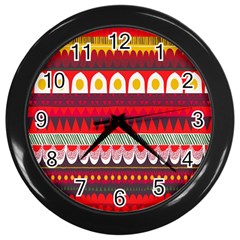 Fabric Aztec Red Line Polka Circle Wave Chevron Star Wall Clocks (black) by Mariart