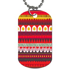 Fabric Aztec Red Line Polka Circle Wave Chevron Star Dog Tag (two Sides)