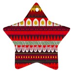 Fabric Aztec Red Line Polka Circle Wave Chevron Star Star Ornament (Two Sides) Front