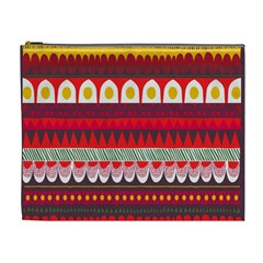 Fabric Aztec Red Line Polka Circle Wave Chevron Star Cosmetic Bag (xl)