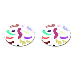 Plushie Color Rainbow Brown Purple Yellow Green Black Cufflinks (oval) by Mariart