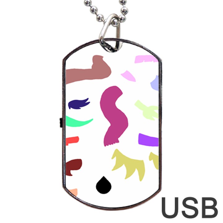 Plushie Color Rainbow Brown Purple Yellow Green Black Dog Tag USB Flash (One Side)