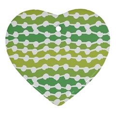 Polkadot Polka Circle Round Line Wave Chevron Waves Green White Ornament (heart)