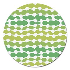 Polkadot Polka Circle Round Line Wave Chevron Waves Green White Magnet 5  (round) by Mariart