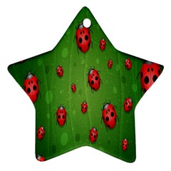 Ladybugs Red Leaf Green Polka Animals Insect Ornament (star) by Mariart