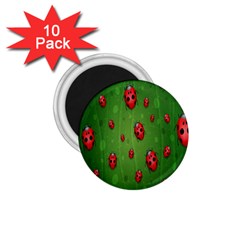 Ladybugs Red Leaf Green Polka Animals Insect 1 75  Magnets (10 Pack)  by Mariart