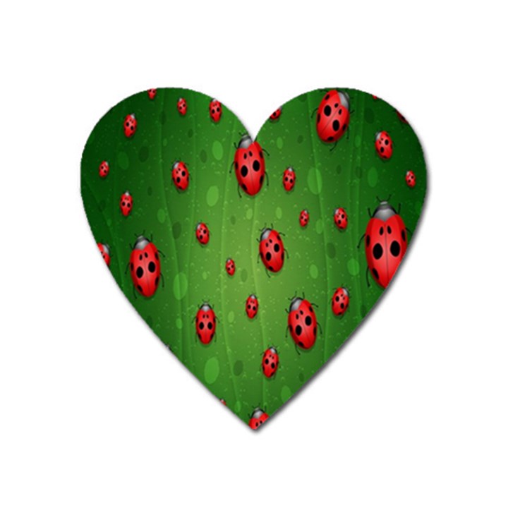 Ladybugs Red Leaf Green Polka Animals Insect Heart Magnet