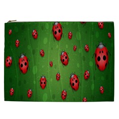 Ladybugs Red Leaf Green Polka Animals Insect Cosmetic Bag (xxl)  by Mariart