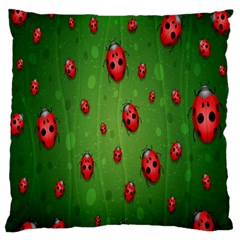 Ladybugs Red Leaf Green Polka Animals Insect Standard Flano Cushion Case (two Sides)