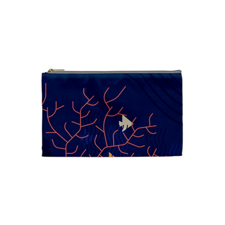 Sea Ocean Beach Swim Fish Wave Waves Chevron Blue Water Cosmetic Bag (Small) 