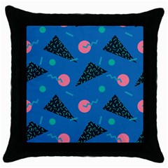 Seamless Triangle Circle Blue Waves Pink Throw Pillow Case (black) by Mariart